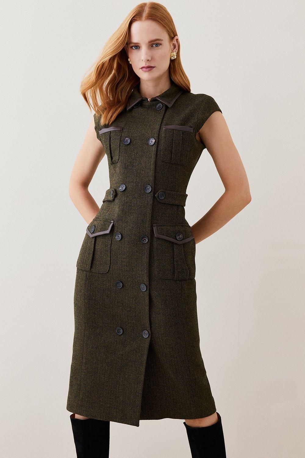 Lydia Millen Petite Tweed Belted Midi Dress | Karen Millen UK + IE + DE + NL