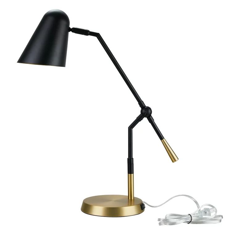 Better Homes & Gardens 18" Angled Shade Mixed Metal Desk Lamp, Black | Walmart (US)