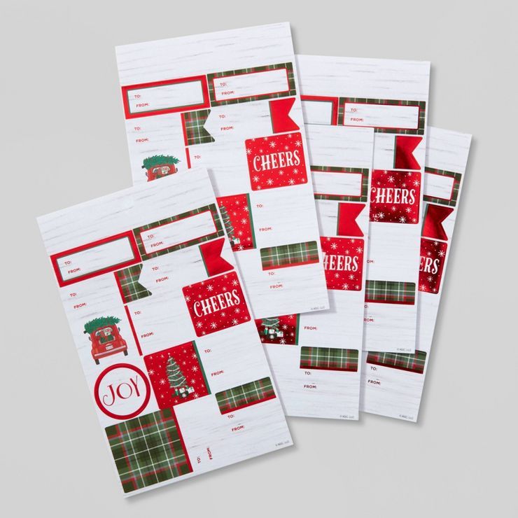 50ct Peel &#38; Stick Gift Tag Green Plaid - Wondershop&#8482; | Target