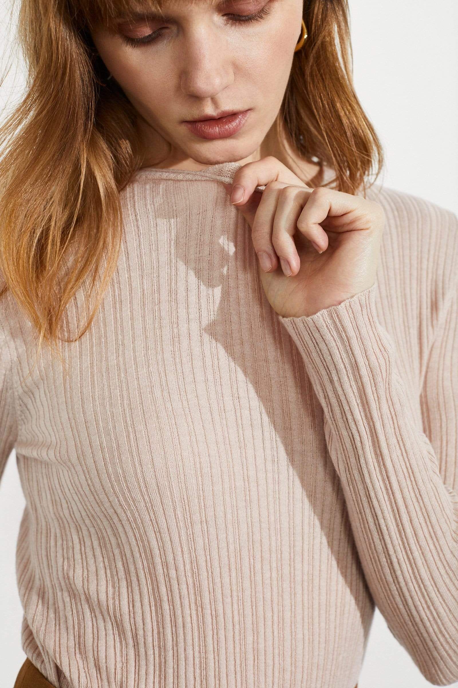 Cozy Pink Ribbed Sweater | J.ING