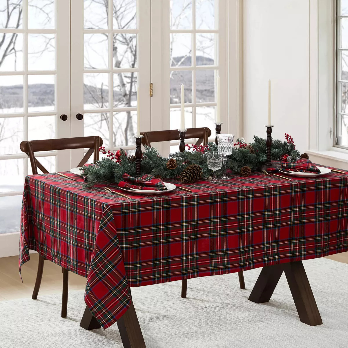 Stowe Tartan Holiday Plaid Rectangle Tablecloth | Belk