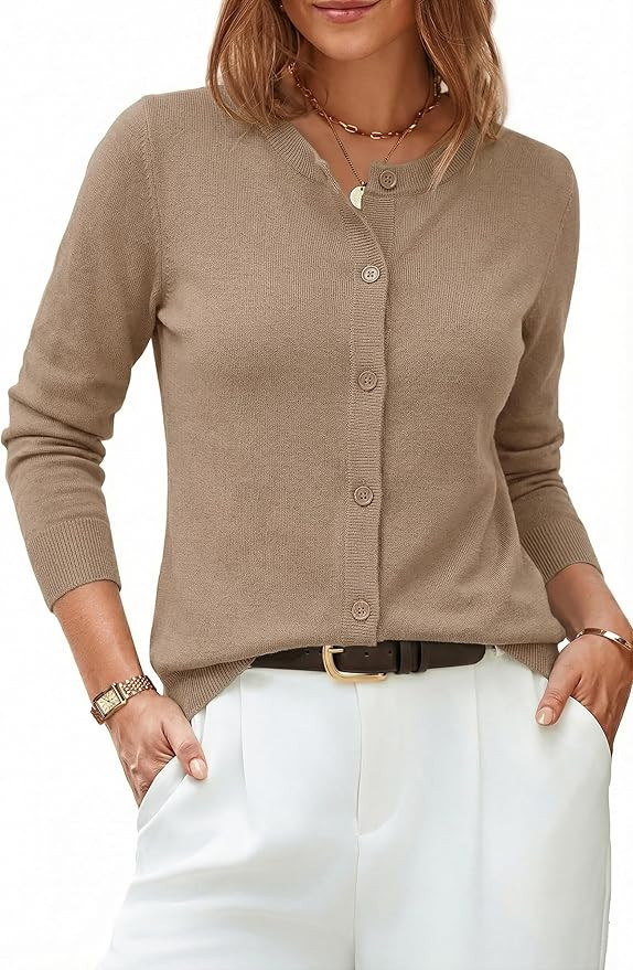 Arach&Cloz Women's Wool Blend Lightweight Spring Business Casual Cardigan Sweaters Tops | Amazon (US)