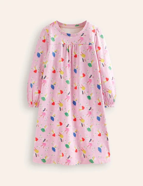 Printed Long-sleeved Nightie Boto Pink Fairies Christmas Boden | Boden (US)