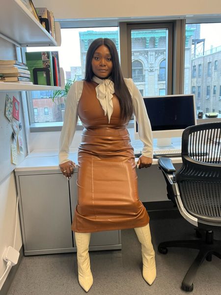 Professor outfit of the day. Dress under $40 pair with schutz maryanna boots in eggshell 

#LTKshoecrush #LTKworkwear #LTKfindsunder50