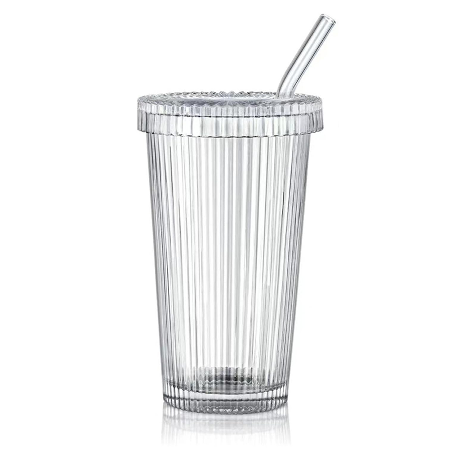 380ML Glass Cups, Clear Glass Tumbler with Lid & Straw, Glass Iced Coffee Cup with Lids, Drinking... | Amazon (CA)