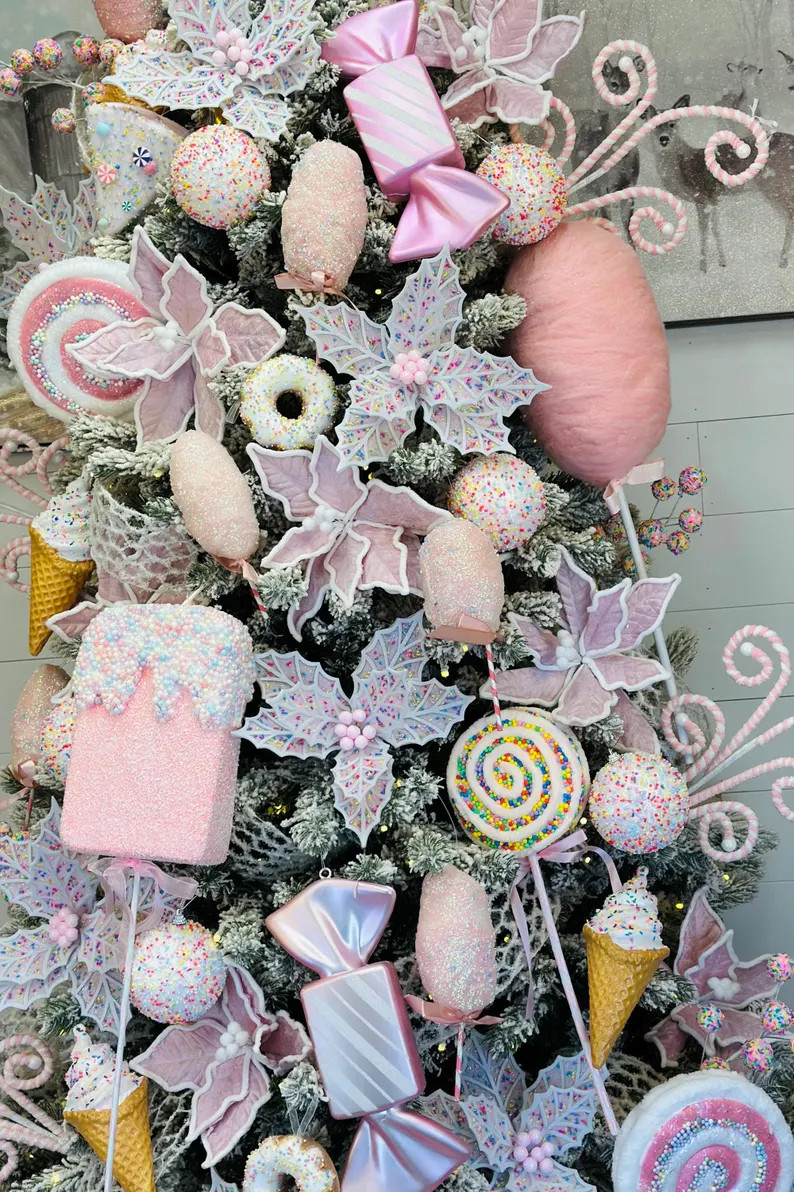 Pink Candy Christmas Tree Kit, Cotton Candy Christmas Tree, Tree Decorations, Candyland Christmas... | Etsy (US)