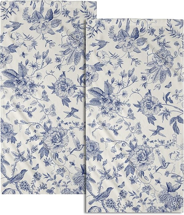 Giwawa Chinoiserie Flowers Hand Towels Blue Leaves Decorative Bath Towel Set of 2 Soft Absorbent ... | Amazon (US)