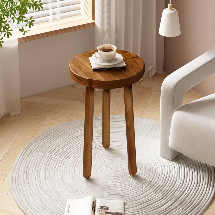 11.8" Round 18" Tall Wood Plant Stand | Teak Wood Accent Stool | Accent Table |Side Table | Amazon (US)