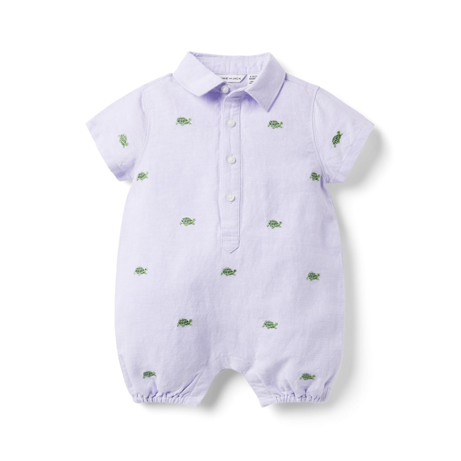 Baby Embroidered Turtle Linen-Cotton Romper | Janie and Jack