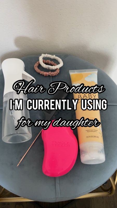These are the products I'm currently using on on my toddler's hair. She has beautiful curly hair BUT….. (there's always a but) her hair gets sooo tangled and knotted! These products have made my life a bit easier.
I've noticed that using baby conditioner and a leave in conditioner is a
MUST! It really helps with the tangles. These Slip and Gimme hair tie scrunchies are really good for her hair. They actually stay in her hair and don't get tangled in her