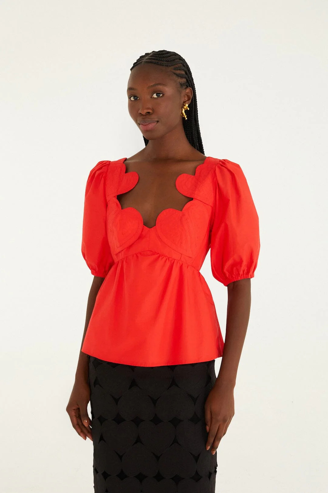 Red Heart Short Sleeve Organic Cotton Blouse | FARM Rio | FarmRio (US)