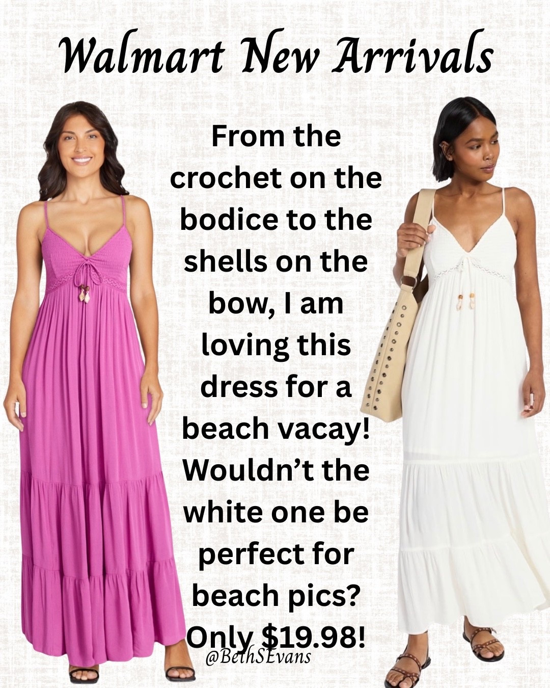 This dress is so lovely! A tiered maxi with adjustable straps and smocking in the back for comfort. It’s the little crochet and shell details that I am really loving! All this and under $20?! I’m sold!

#LTKMidsize #LTKOver40 #LTKTravel
