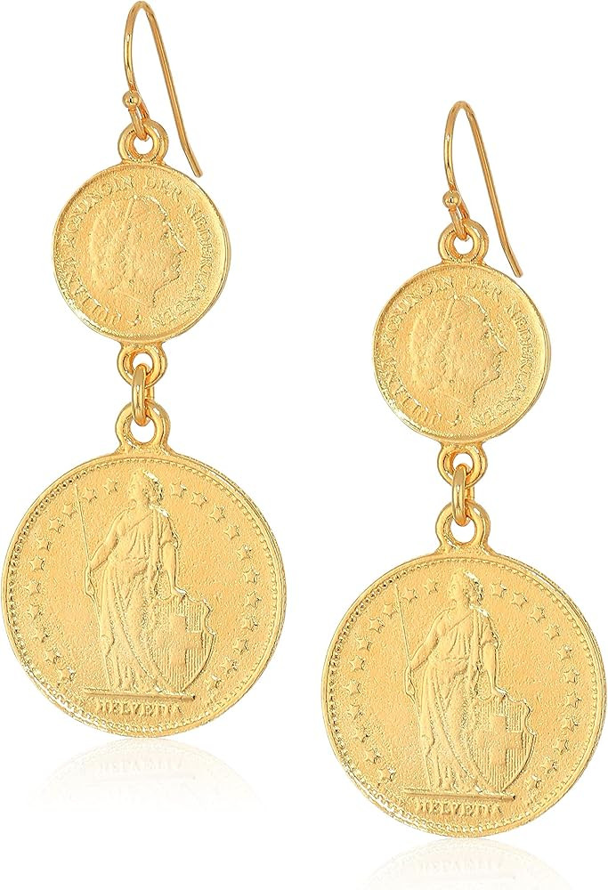 Ben-Amun Moroccan Coin Vintage Dangle Earrings, New York Fashion 24K Gold Plated Jewelry | Amazon (US)