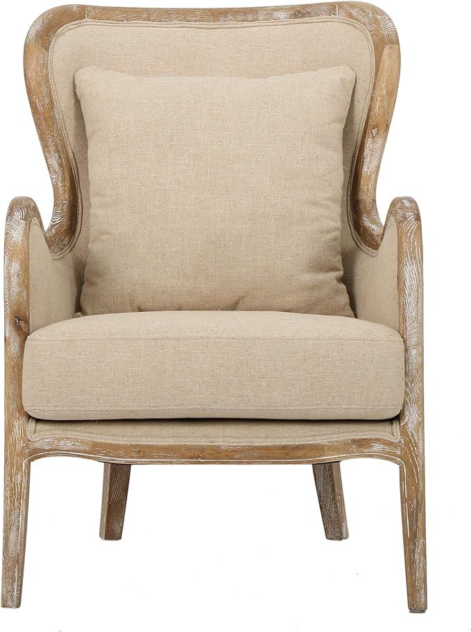 Christopher Knight Home Crenshaw Fabric Wing Chair, Beige | Amazon (US)