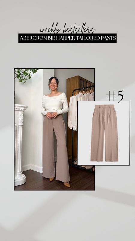 #5 bestseller - Abercrombie Harper tailored pants [take 15% off $175+ this weekend]

• compared to the Sloane tailored pants, these have a wider leg 
• I’m wearing size 25 in the reg length 
• available in a few colors 

#LTKSaleAlert #LTKStyleTip #LTKSeasonal