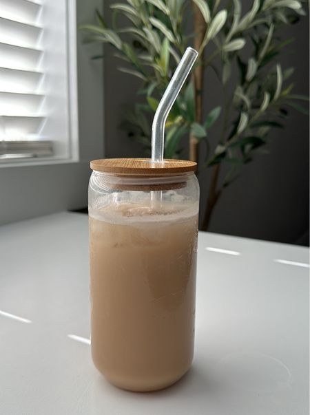 Love these super cute glass coffee sips with a lid and glass straw! Perfect for iced coffees! 

#LTKhome #LTKfindsunder50 #LTKfindsunder100