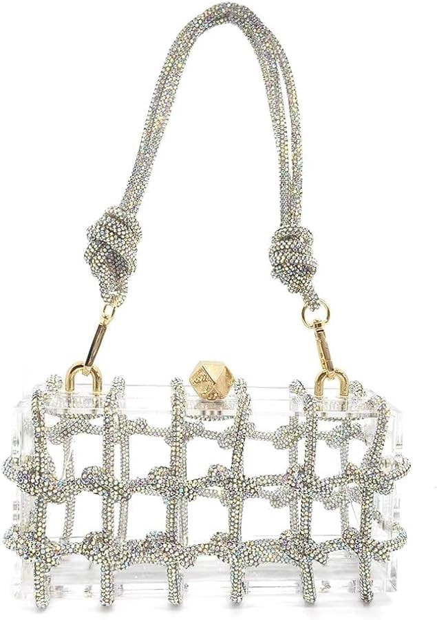 Clear Acrylic Bag Rhinestone Acrylic Clutch Crystal Evening Purses for Women Glitter Handbag for ... | Amazon (US)