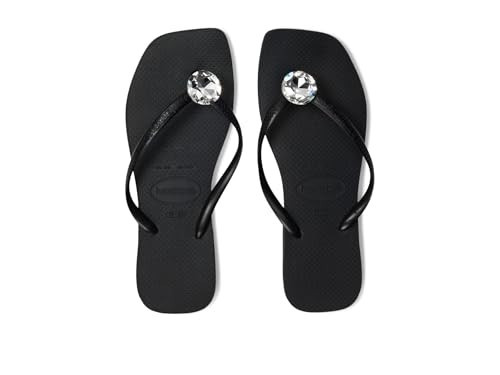 Havaianas Women's Slim Square Centenary Diamond Flip Flops, Black, 6 | Amazon (US)