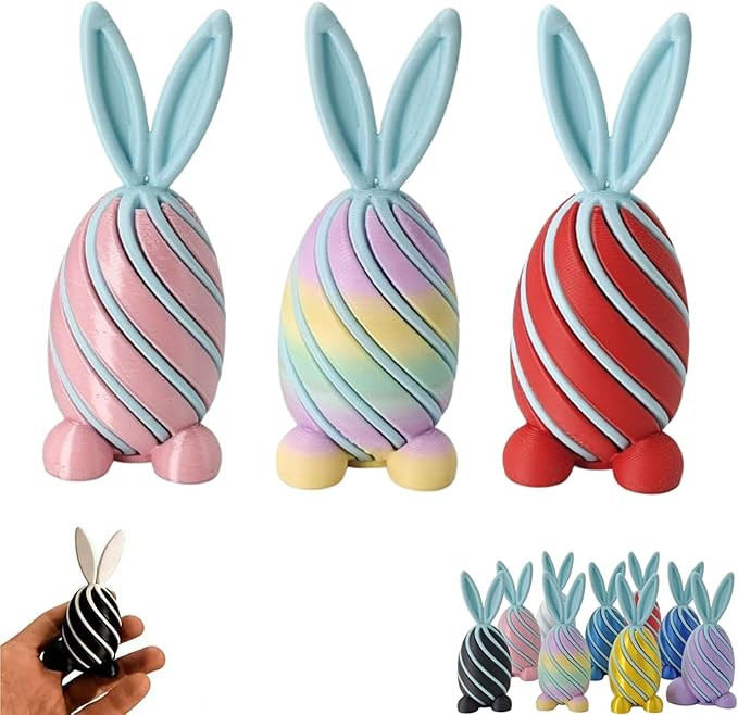 3D Printed Bunny Egg, 3D Printed Bunny Fidget, Easter Spiral Decompression Rabbit Egg, for Holida... | Amazon (US)