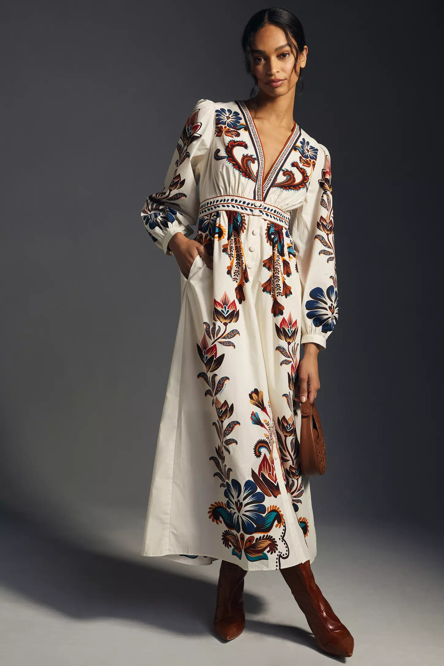 Farm x Anthropologie V-Neck Maxi Dress | Anthropologie (US)