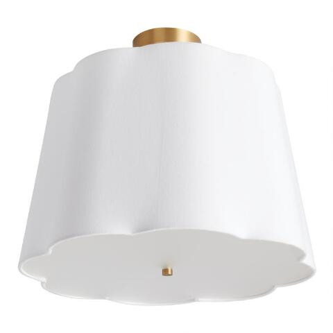 Lily White Scalloped Fabric Pendant Lamp | World Market