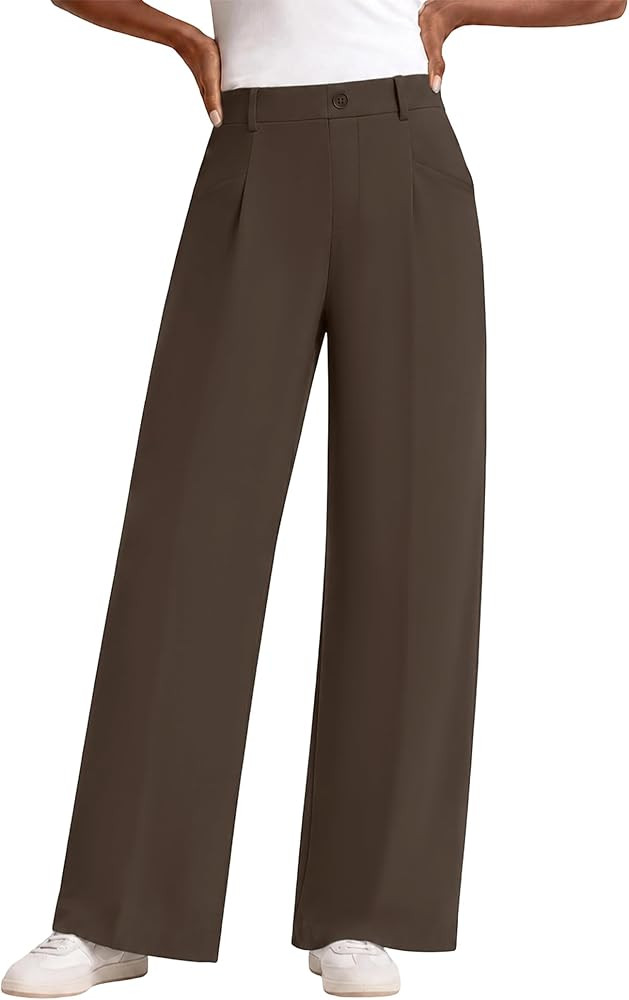 FireSwan Wide Leg Pants Woman Stretchy Work Dress Pants with Pockets | Amazon (US)