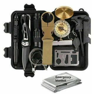 14-in-1 Outdoor Emergency Survival Gear Kit Camping Tactical Tools SOS EDC Case | The Home Depot