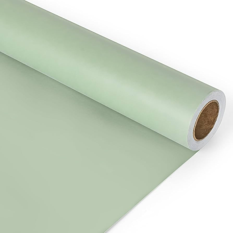JarThenaAMCS Sage Green Wrapping Paper - Mini Roll - 17 In x 32.8 Ft Solid Green Gift Wrap Paper ... | Amazon (US)