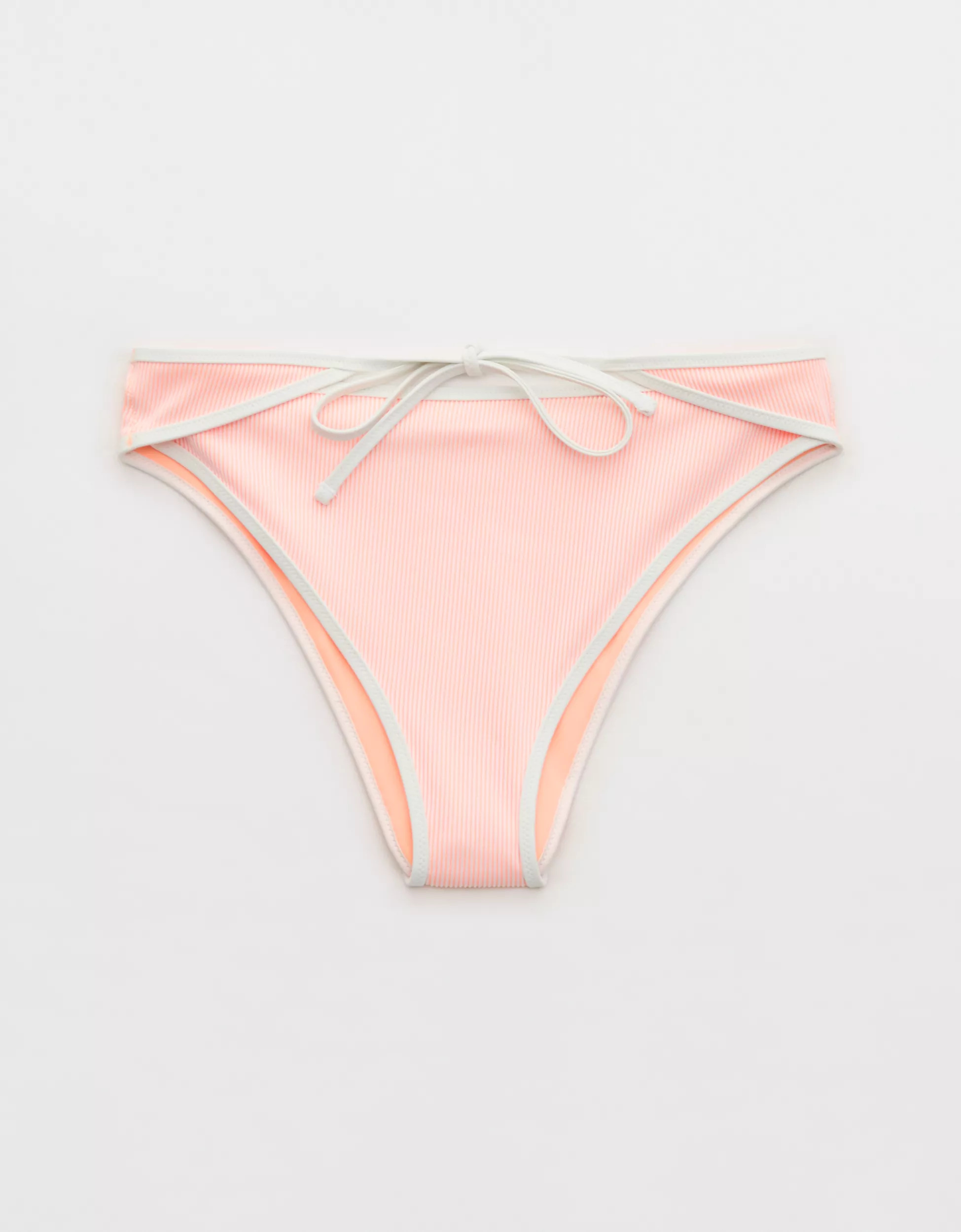 Aerie Ribbed High Cut Mid Rise Cheeky Bikini Bottom | Aerie