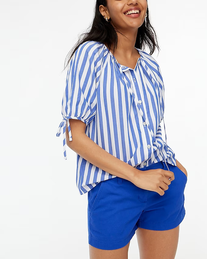 Button-front top with tie sleeves | J.Crew Factory