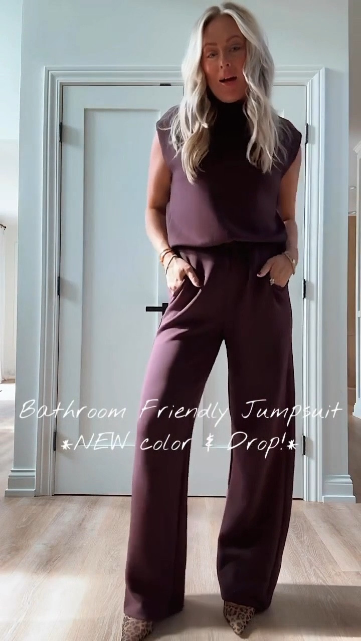 30% off today!! SPANX new color drop in this mockneck jumpsuit — it also comes in black, red, and this new truffle brown! The shoulders are so flattering, the material is amazing, and yes… it has POCKETS and is bathroom friendly 🙌 great for hosting or holiday! Just add a jacket! 
💻 New customers — use my code LILLIEXSPANX to save!
Wearing: Tops — Small Regular | Pants + Jumpsuit — Small Tall.

Perfect for: travel days, active wear, and all things athleisure. 

Active wear. Jumpsuit. Matching set. Brown. Thanksgiving outfit. 

#LTKSaleAlert #LTKHoliday #LTKActive