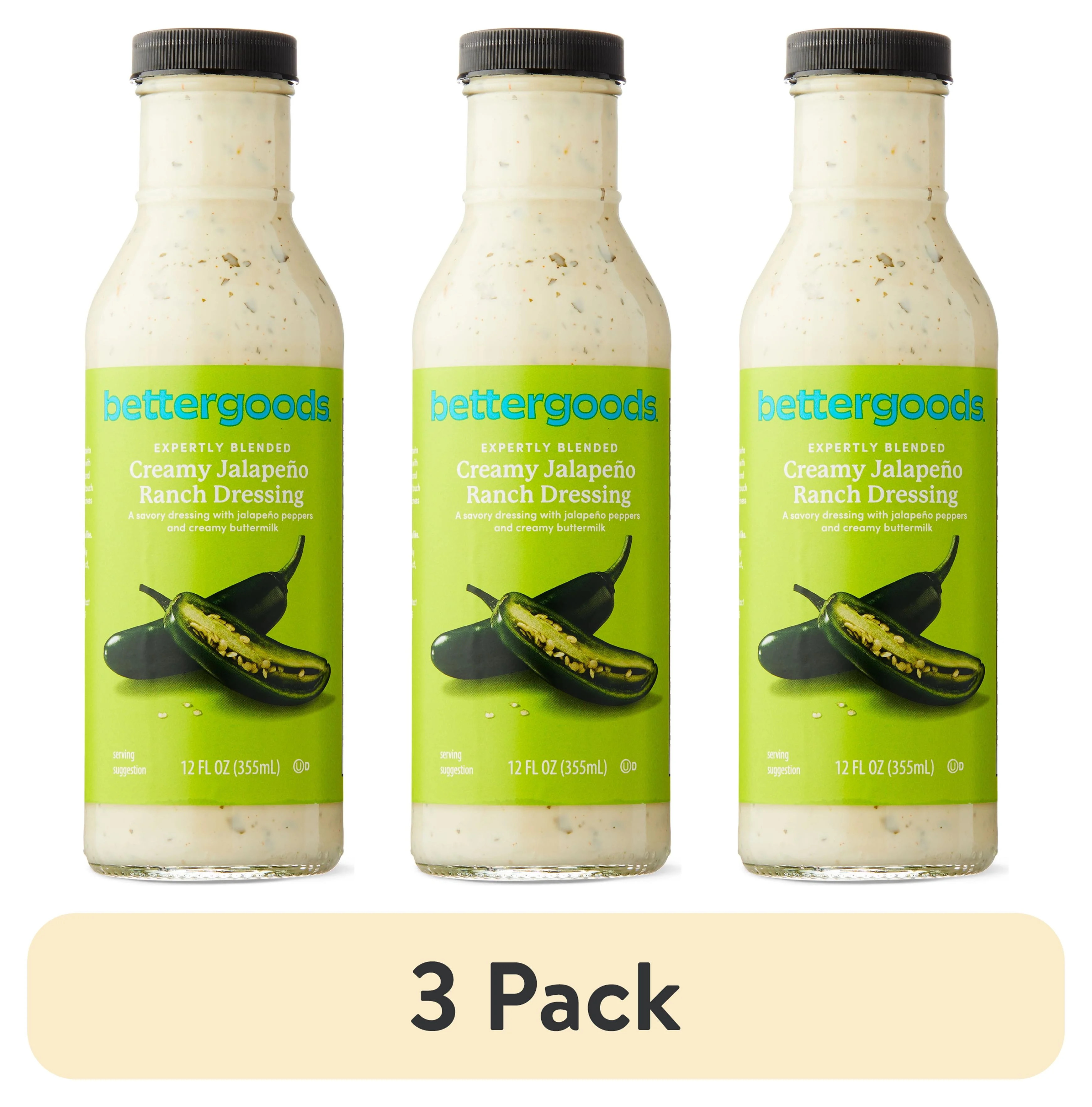 (3 pack) bettergoods Creamy Jalapeno Ranch Dressing, 12 fl oz | Walmart (US)