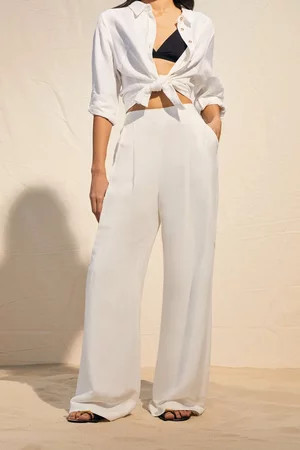 Linen Darted Wide Leg Trouser | Karen Millen UK + IE + DE + NL