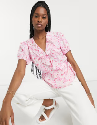 Warehouse pink haze floral top in multi | ASOS (Global)