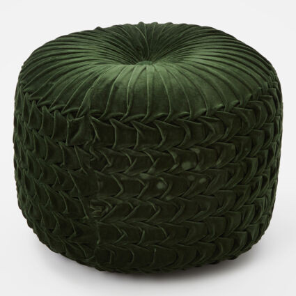 Olive Green Velvet Pouffe | TK Maxx