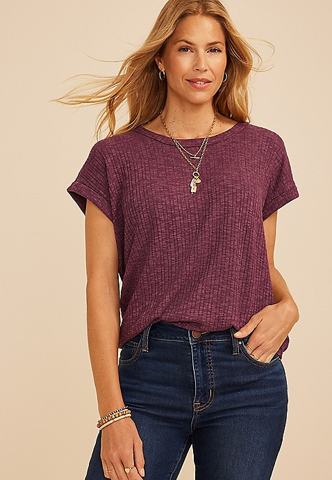 24/7 Slub Rib Relaxed Fit Tee | Maurices