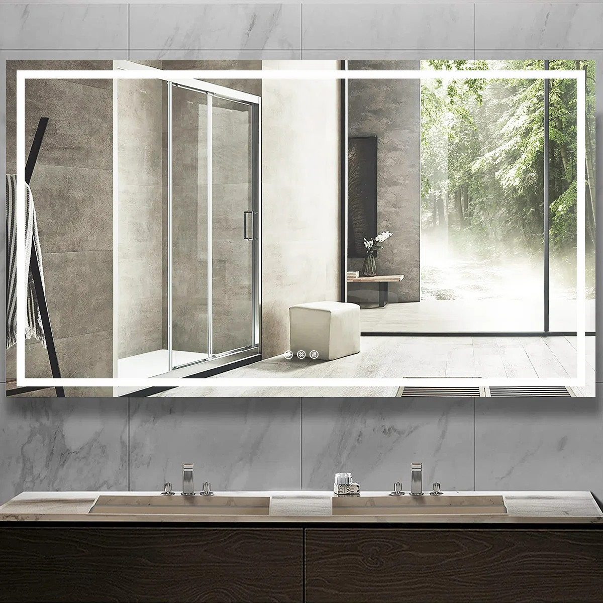 Eleen 84"x 48" Rectangular Modern & Contemporary Vintage LED Light Anti-Fog Bathroom Mirror | Wayfair North America