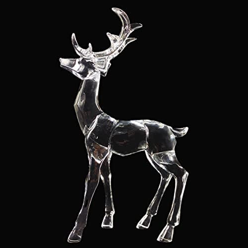 BEGORGEO Acrylic Reindeer Deer Figurine Glass Collection Ornament Statue Animal Collectible Stand... | Amazon (US)