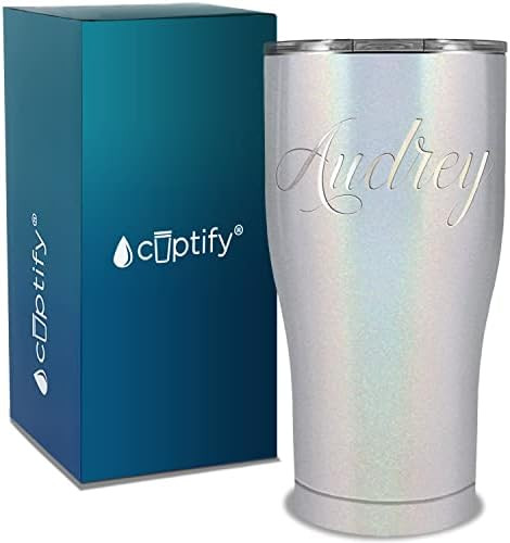 Personalized Tumbler 30 oz Curve with Lid Silver Glitter Customized Cup Vacuum Insulated Travel Mug  | Amazon (US)