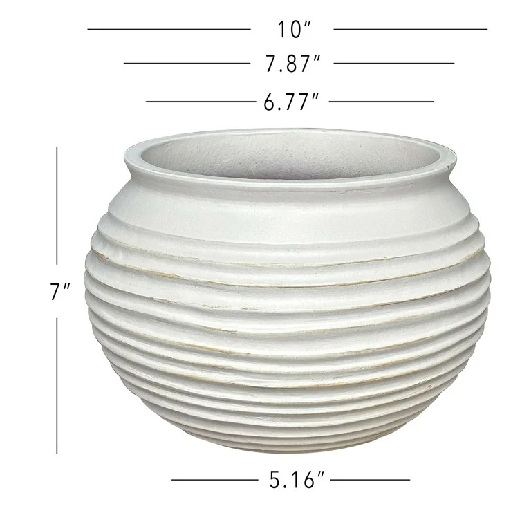 Better Homes & Gardens Medium 10in Diameter White Dune Ceramic Planter | Walmart (US)