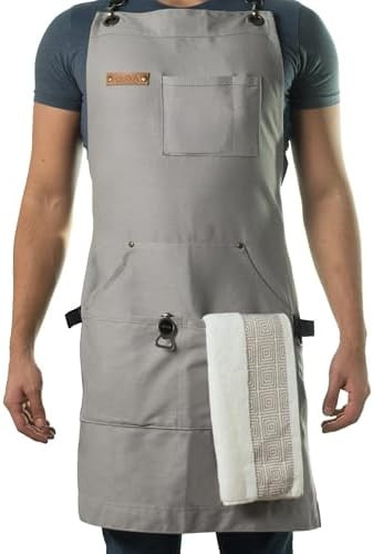 Asaya Chef and BBQ Apron with Bottle Opener and Hand Towel - 10oz Cotton Canvas, Stainless Steel ... | Amazon (US)