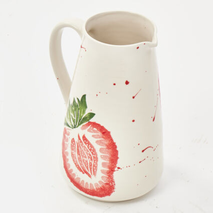 Cream Strawberry Ceramic Pitcher Jug | TK Maxx
