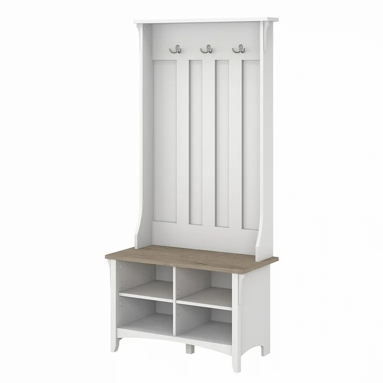 Bush Furniture Salinas Hall Tree with Storage Bench, Shiplap Gray & White - Walmart.com | Walmart (US)