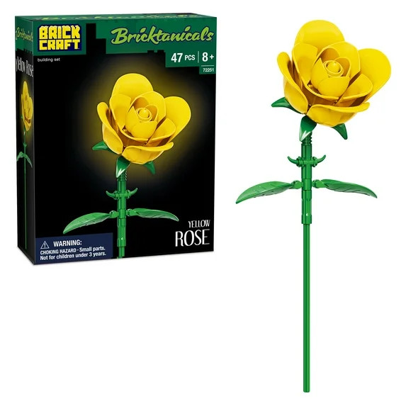 Brickcraft Yellow Rose Building Kit (46-Piece Set), Bricktanicals Collection, Elegant Floral Disp... | Walmart (US)