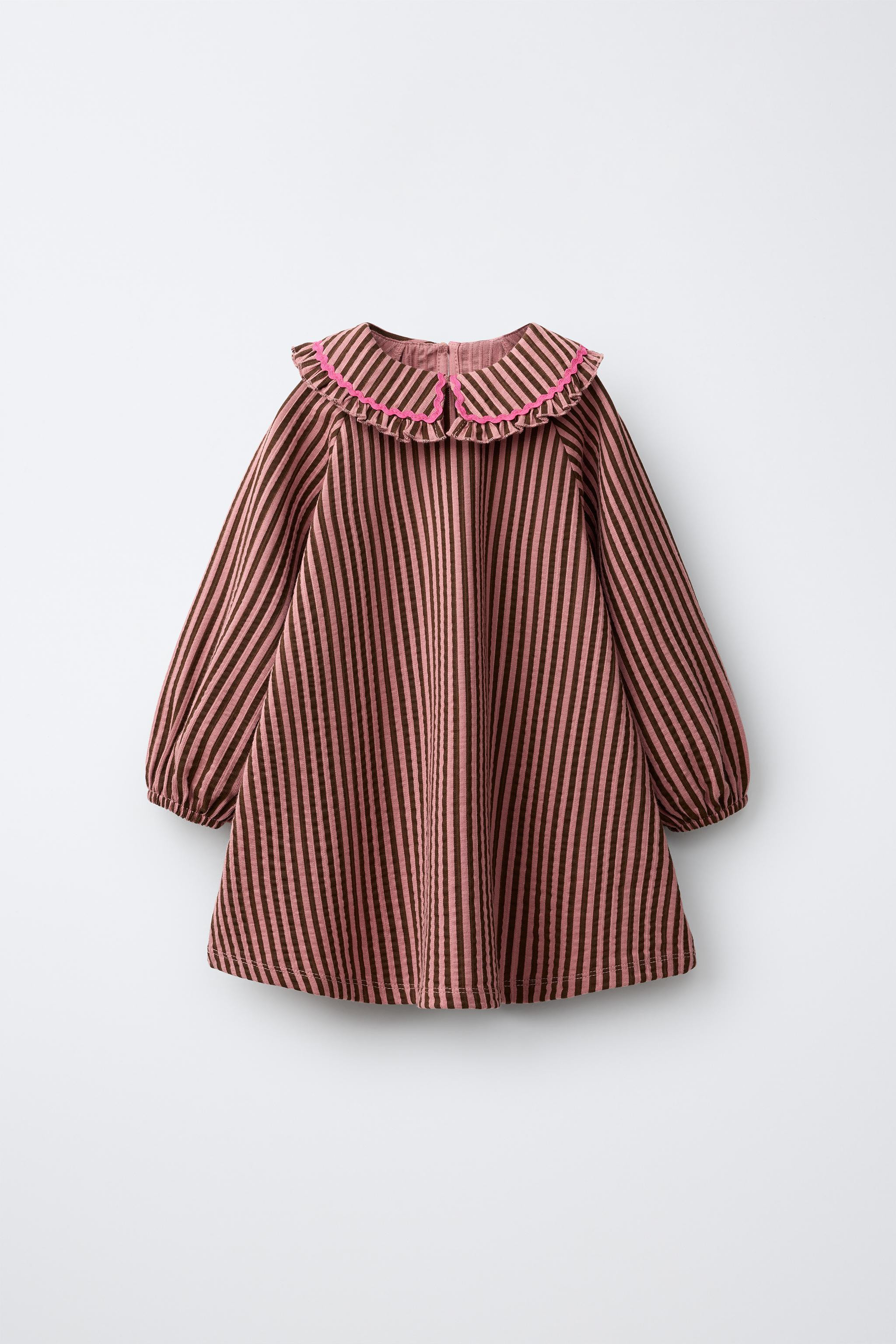 STRIPED PETER PAN COLLAR DRESS | Zara US