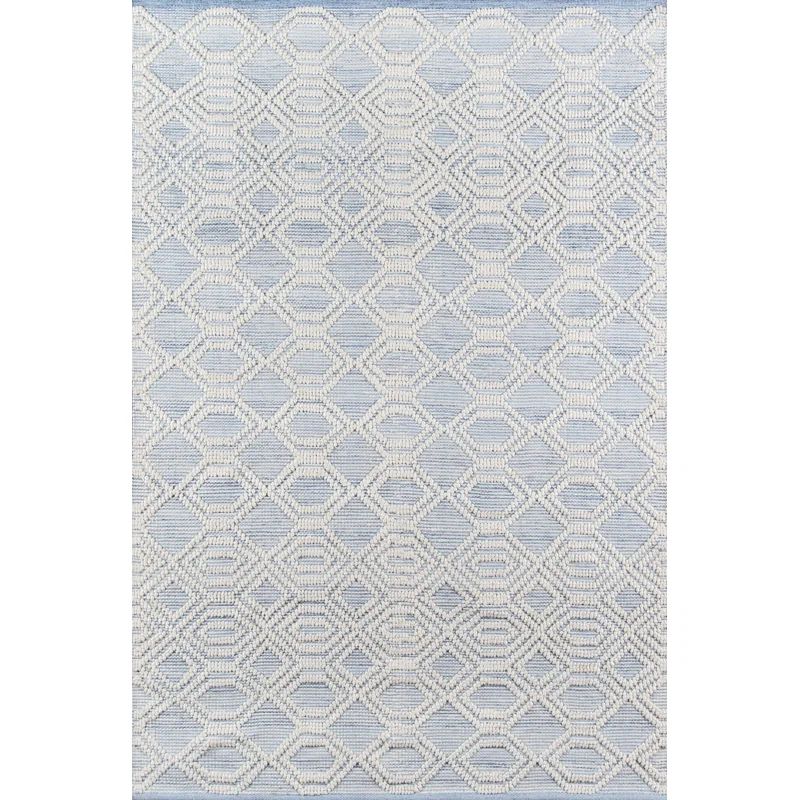 Schuller Geometric Handmade Flatweave Light Blue/White Area Rug | Wayfair North America