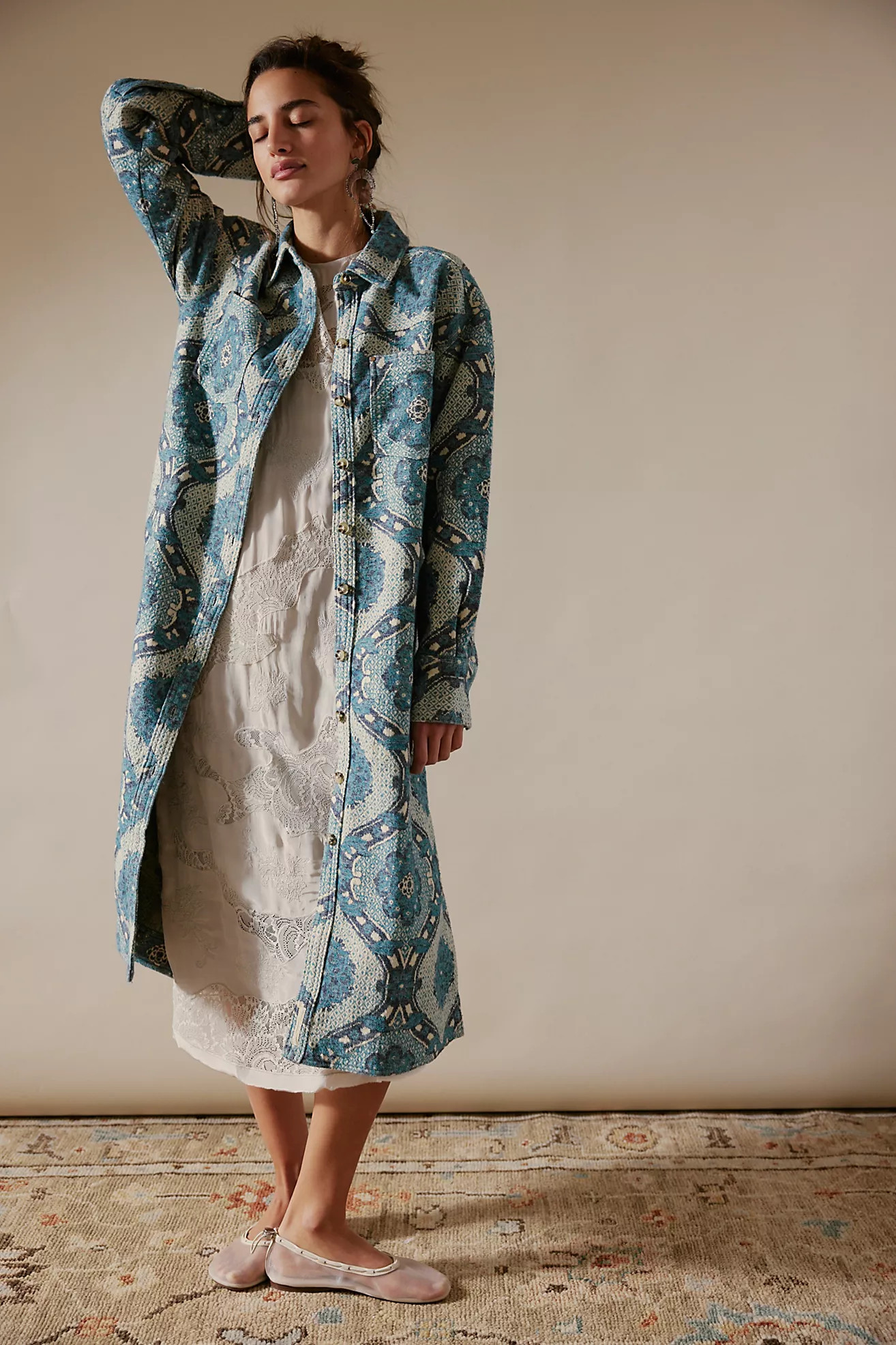 We The Free Brick Lane Jacquard Maxi Shirt Jacket | Free People (Global - UK&FR Excluded)