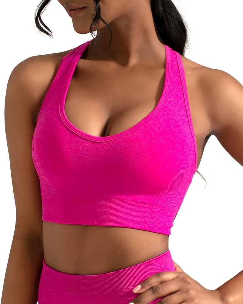 CELER Sports Bras for Women Racerback Chemistry Seamless Workout Yoga Gym Fitness Bra with Removable | Amazon (US)