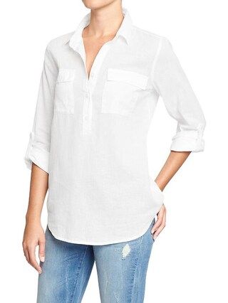 Old Navy Women's Linen Blend Pull Overs - Bright white | Old Navy CA