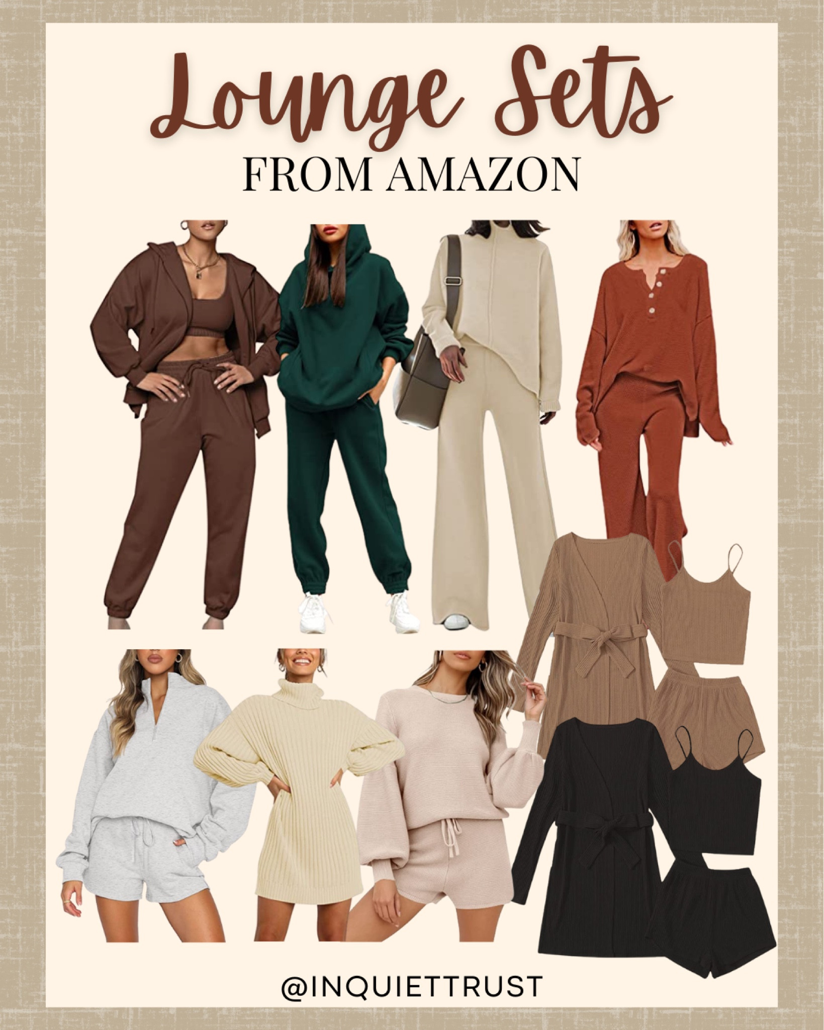 Lounge sets from Amazon!

#amazonfinds #loungewear #cozyfashion #homeoutfits

#LTKunder100 #LTKstyletip